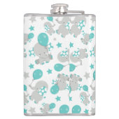 Flasques Motif Des Eléphants, Eléphants Mignons - Gris Bleu (Dos)