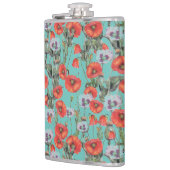 Flasques Motif des Poppies rouges et aqua (Gauche)