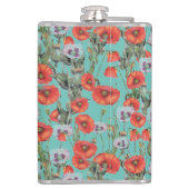 Flasques Motif des Poppies rouges et aqua (Dos)