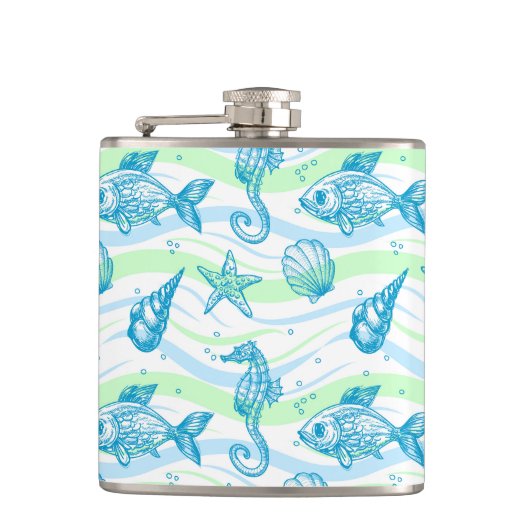 Flasques Motif d'esquisse marine (Devant)