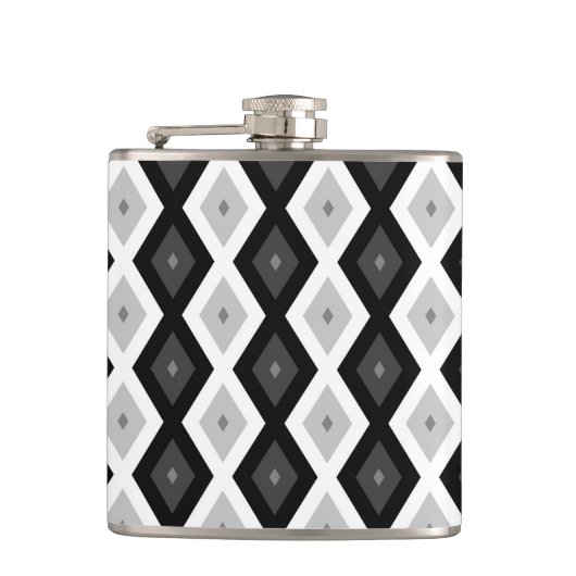 Flasques Motif diamant noir, blanc et gris (Devant)
