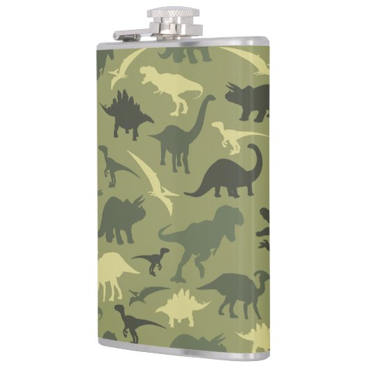 Flasques Motif Dinosaure, Silhouette Dinosaure, Dino Vert (Gauche)