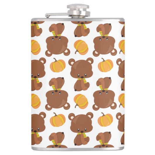Flasques Motif D'Ours, Ours Mignons, Automne, Citrouille (Devant)