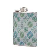 Flasques Motif élégant orné bleu-vert monogramme (Gauche)