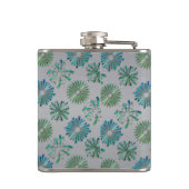Flasques Motif élégant orné bleu-vert monogramme (Dos)