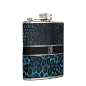 Flasques Motif en cuir et léopard Monogram - Bleu (Droite)
