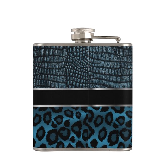 Flasques Motif en cuir et léopard Monogram - Bleu (Dos)