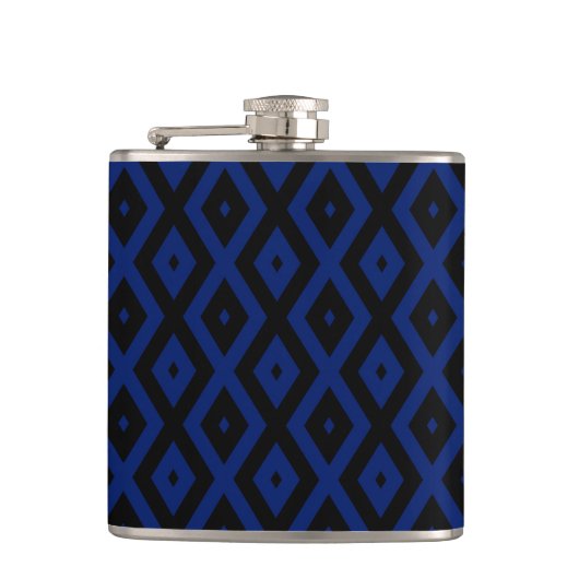 Flasques Motif en diamant bleu et noir (Devant)