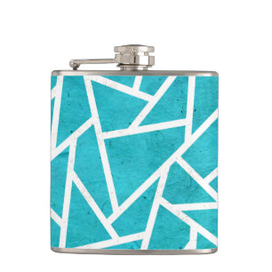 Flasques Motif en mosaïque bleu-vert et blanc