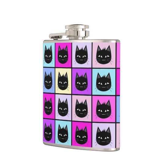 Flasques Motif en pastel de chat d'arc-en-ciel (Gauche)