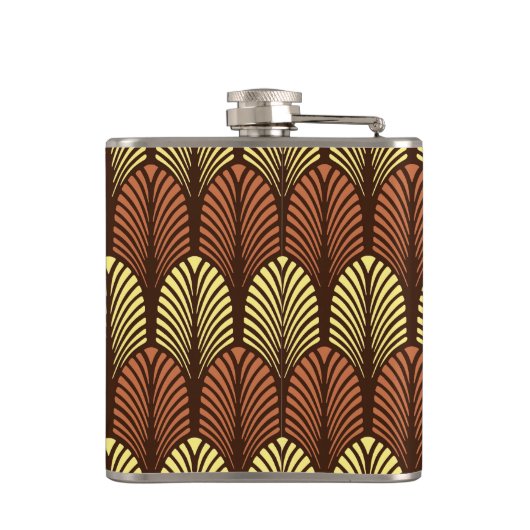 Flasques Motif en plumes Art déco, Brown foncé et rouille (Dos)