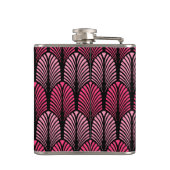 Flasques Motif en plumes Art déco, rose et noir Fuchsia (Dos)