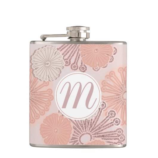Flasques Motif et monogramme rose Gold Flower (Devant)