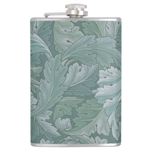 Flasques Motif feuille d'acanthe bleu sarcelle de William M (Devant)