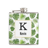 Flasques Motif Feuille Tropical Vert avec cadre Or Faux (Devant)