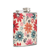 Flasques Motif Fleur Rétro Rouge Orange Bleu (Droite)