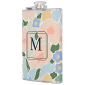 Flasques Motif fleur rose pastel bleu clair Monogramme (Gauche)
