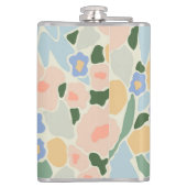 Flasques Motif fleur rose pastel bleu clair Monogramme (Dos)