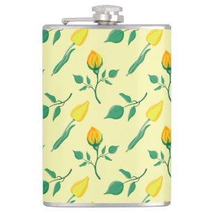 Flasques Motif floral avec rose jaune et fleurs de tulipe
