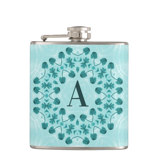 Flasques Motif floral, bleu Turquoise initial (Devant)