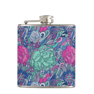 Flasques Motif floral coloré à doodle