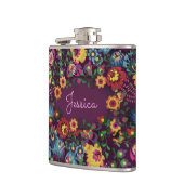 Flasques Motif floral coloré et occupé violet personnalisé (Gauche)