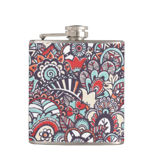 Flasques Motif floral de griffonnage de Paisley