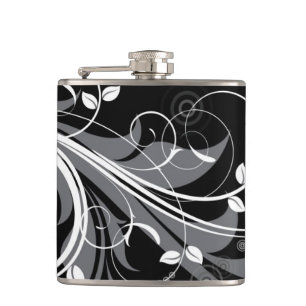 Flasques Motif floral gris sur le noir