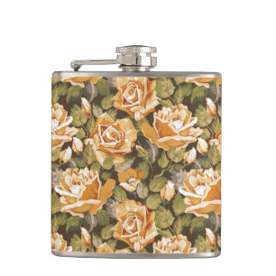 Flasques Motif floral vintage des roses jaunes