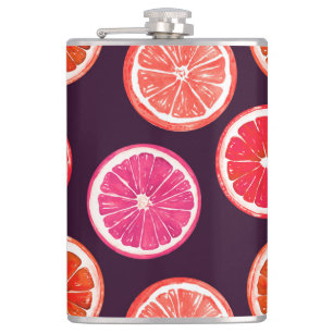 Flasques Motif foncé Citrus peint à la main