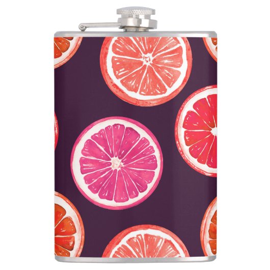 Flasques Motif foncé Citrus peint à la main (Devant)