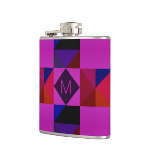 Flasques Motif géométrique abstrait magenta Monogramme