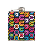 Flasques Motif géométrique coloré avec des hexagones (Devant)