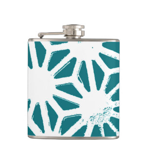 Flasques motif géométrique turquoise et blanc