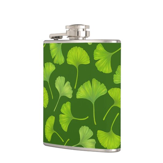 Flasques Motif Ginkgo sur vert foncé (Gauche)