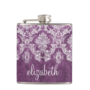 Flasques Motif grunge de damassé de prune pourpre avec le