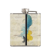 Flasques Motif Hipster noir bleu jaune Plumes (Dos)