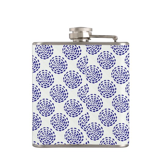 Flasques Motif indigo bleu foncé rayé sur blanc (Dos)