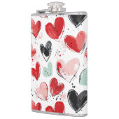 Flasques motif mignon avec coeur peint aquarelle (Gauche)