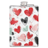 Flasques motif mignon avec coeur peint aquarelle (Dos)