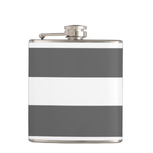 Flasques Motif moderne de rayures de blanc gris de charbon