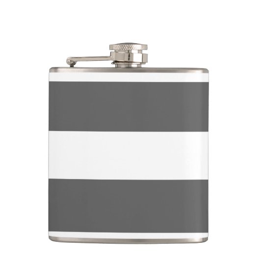 Flasques Motif moderne de rayures de blanc gris de charbon (Devant)