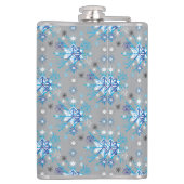 Flasques Motif moderne gris et bleu Holiday Snowflakes (Dos)
