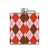 Flasques Motif monogrammé argyle rouge rose et marron (Dos)