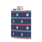 Flasques Motif nautique blanc et bleu rouge (Gauche)