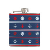 Flasques Motif nautique blanc et bleu rouge (Devant)
