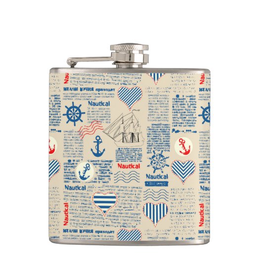 Flasques Motif nautique de journal (Devant)
