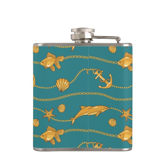 Flasques Motif nautique d'or (Dos)