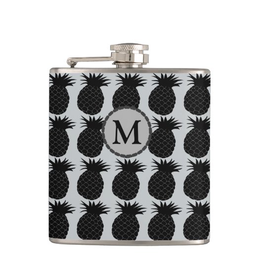 Flasques Motif noir et blanc classique d'ananas (Devant)