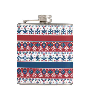 Flasques Motif norvégien rayé bleu rouge
